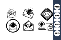 Vintage Lightbulb Envelope Icon Clipart Product Image 1