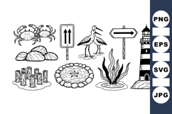 Hand Drawn Nautical Beach Clipart for Crafts Product Image 1