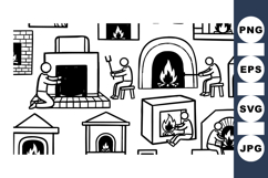 Hand Drawn Fireplace Clipart Collection for Winter Decor Product Image 1