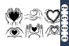 Hand Drawn Heart Hands Clipart Bundle For Valentines Product Image 1