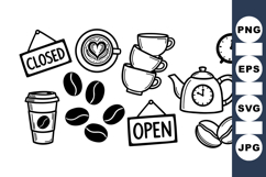 Hand Drawn Coffee Shop Clipart Set For Cafe Designs Product Image 1