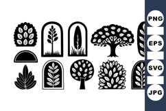 Minimalist Black Tree Silhouettes Clipart Set for Crafts Product Image 1