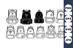 Minimalist Line Art Backpack Clipart Collection for Crafts Product Image 1