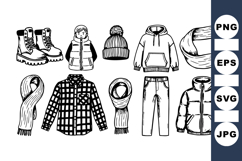 Hand Drawn Winter Clothing Clipart For Crafting Product Image 1