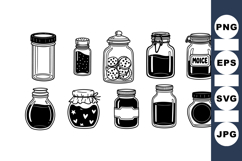 Hand Drawn Vintage Jar Clipart Collection for Crafts Product Image 1