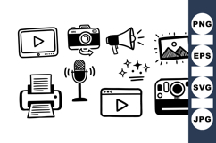 Hand Drawn Media Icon Clipart Collection Product Image 1
