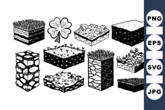 Vintage Botanical Garden Soil Layers Clipart Set Product Image 1