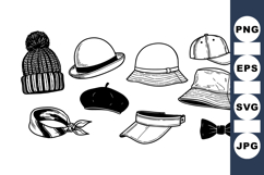Hand Drawn Vintage Hat Clipart for Crafts Product Image 1