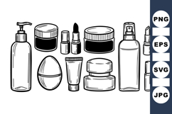 Hand Drawn Cosmetic Beauty Product Clipart Set Product Image 1