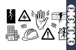 Earthquake Safety Icon Set For Disaster Preparedness Product Image 1