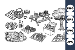 Hand Drawn Picnic Scene Clipart Collection for Crafts Product Image 1