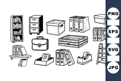 Hand Drawn Office Supplies Line Art Clipart Product Image 1