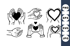 Hand Drawn Heart Hands Clipart Bundle Product Image 1