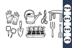 Hand Drawn Garden Tools Clipart for Crafts Product Image 1