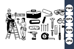 Hand Drawn Construction Tools Clipart Product Image 1