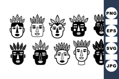Hand Drawn Tribal Boho Face Clipart Product Image 1