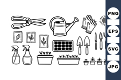Hand Drawn Gardening Tools Clipart Bundle for Crafts Product Image 1