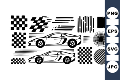 Car Racing Silhouette Clipart for Motorsport Product Image 1
