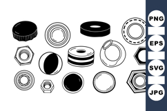 Vintage Bolt And Nut Clipart For Designers Product Image 1