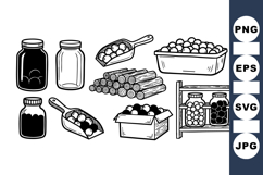 Vintage Rustic Jam Jar Clipart for Crafting Product Image 1