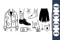 Hand Drawn Grunge Punk Fashion Clipart Product Image 1