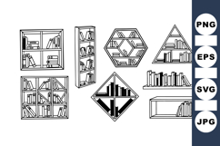 Geometric Bookshelf Clipart For Home Decor Projects Product Image 1