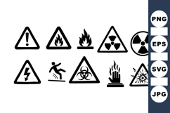 Industrial Safety Warning Sign Icons Bundle Product Image 1
