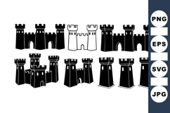 Medieval Castle Tower Silhouette Clipart Bundle Product Image 1