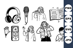 Hand Drawn Vintage Audio Devices Clipart Set Product Image 1