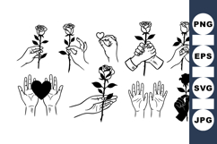 Minimalist Hand Drawn Rose Clipart Bundle For Valentines Product Image 1