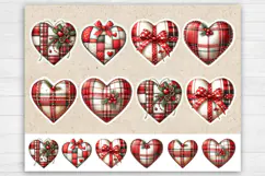 Christmas. Print & Cut Stickers PNG / Christmas Tartan Heart Product Image 2