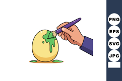 Hand painting egg with green paint brush stroke for decorati Product Image 1