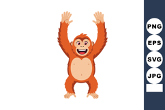 Happy playful monkey character with raised arms and expressi Product Image 1