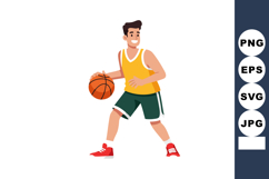 Basketball player dribbling ball wearing yellow jersey and g Product Image 1