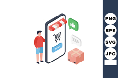 Online shopping app with male customer standing next to smar Product Image 1