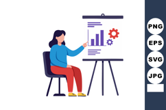 Woman explaining business chart with gear icons on presentat Product Image 1