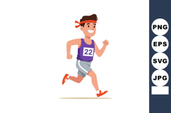 Runner jogging in sportswear with headband and number twenty Product Image 1