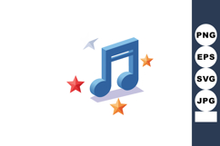 Blue music note icon with colorful stars surrounding for ent Product Image 1