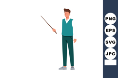 Young male teacher pointing with stick in casual outfit stan Product Image 1