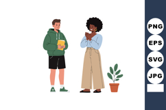 Diverse young man and woman having casual conversation with Product Image 1