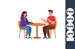 Two people having a friendly conversation sitting at a round Product Image 1