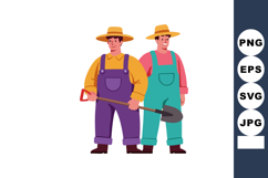 Two male farmers standing with shovel in casual workwear and Product Image 1
