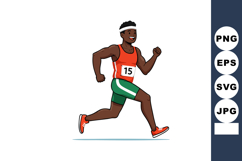 Male athlete running sprint race in orange vest and green sh Product Image 1