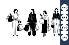 Hand Drawn Chic Shopping Women Vector Illustration Product Image 1