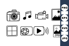 Hand Drawn Media Icons Illustration Product Image 1