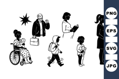 Black Silhouette Family Life Illustration Product Image 1