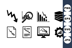 Black Financial Decline Icons For Business Graphics Product Image 1