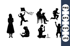Vector Kids Activity Silhouette Clipart Product Image 1