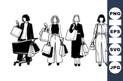 Stylish Women Shopping Illustration For Fashion Design Product Image 1