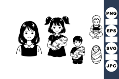 Hand Drawn Children And Newborn Vector Product Image 1
